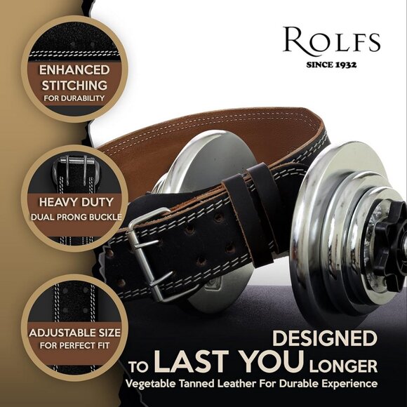 Rolfs Leather Gym Belt Fitness Weight Lifting Belt for Men & Women size Medium - Picture 2 of 7